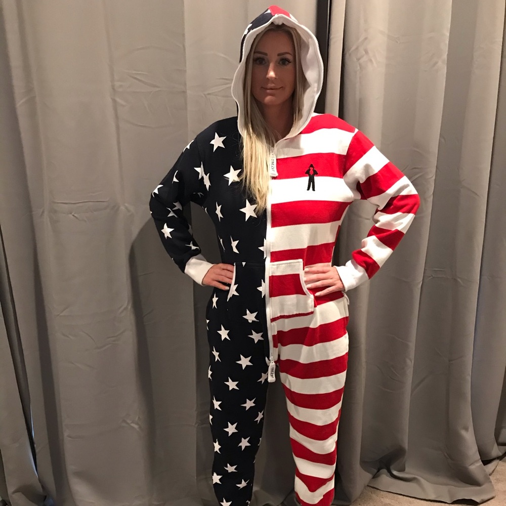 American Flag Onesie Hoodie XL